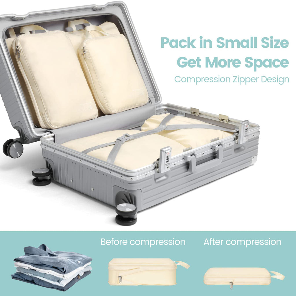 Cambond Compression Packing Cubes for Travel - Lightweight Expandable Travel Bags Luggage Organizers Travel Essentials Compression Cubes for Travel Space Saver for Carry on Suitcases Organizer