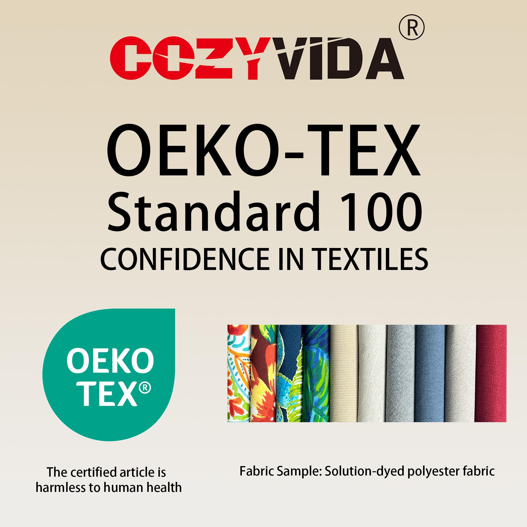 COZYVIDA 5.1" Thick Outdoor Patio Cushions Set of 2, 22"x24"x5.1" Seat, C0 Water-Resistant Breathable Fabric, UV-Resistant 1000+ Hrs, 35D Foam with Recycled Fiber Fill,Beige