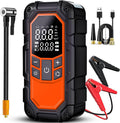 Jump Starter with Air Compressor,3000A car Battery Jump Starter (9.0 Gasoline/6.5L Diesel) with 150PSI Digital tire inflator Portable,12V Power Pack Car Jump Box Charger with LCD Display(Orange)
