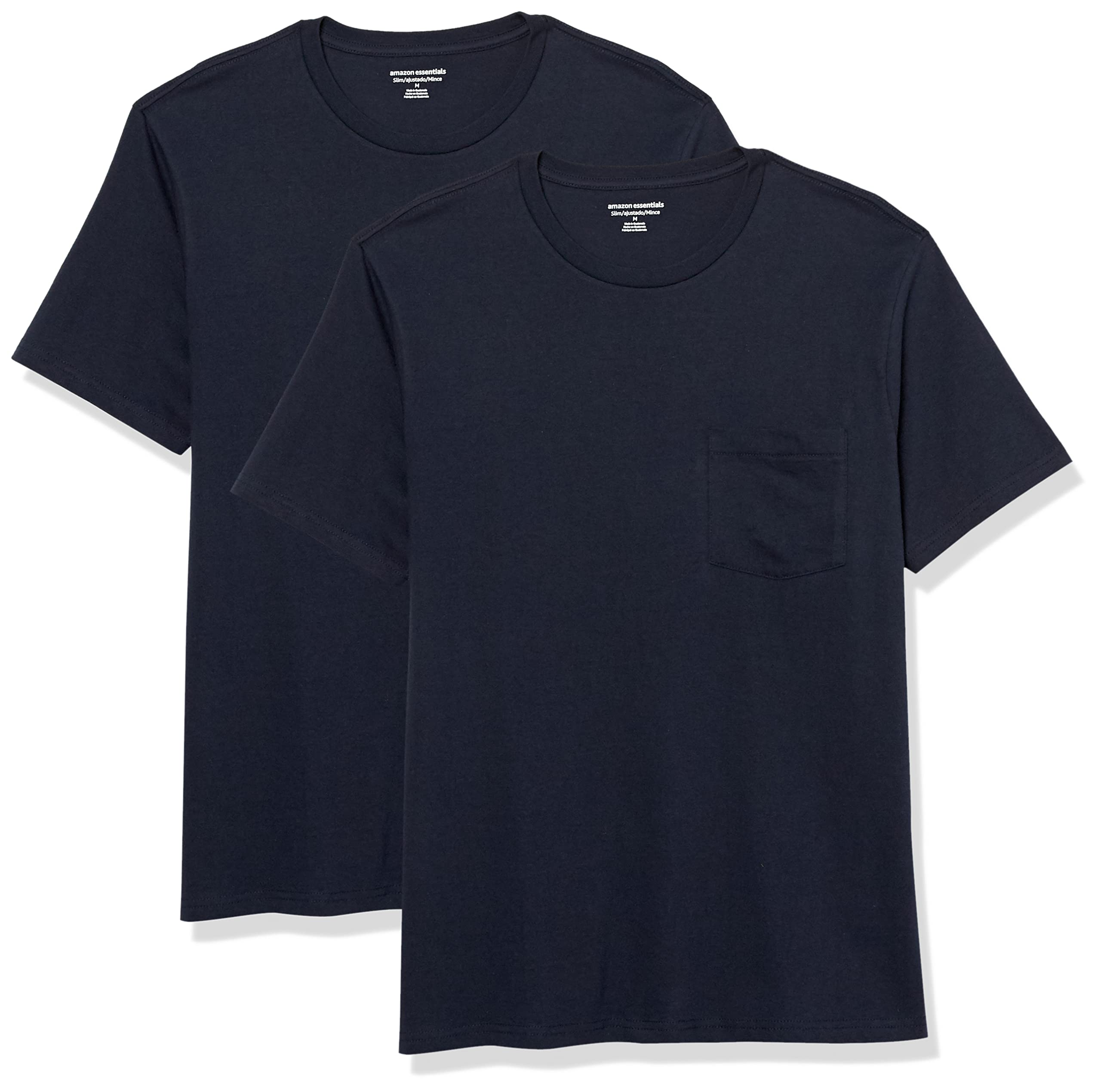 Amazon Essentials Men's Short-Sleeve Crewneck Pocket T-Shirts, Pack of 2