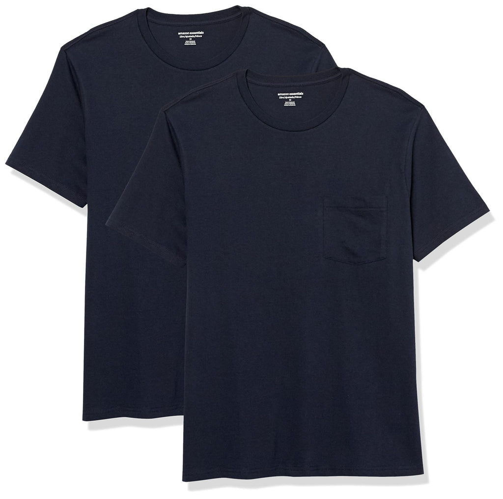 Amazon Essentials Men's Short-Sleeve Crewneck Pocket T-Shirts, Pack of 2