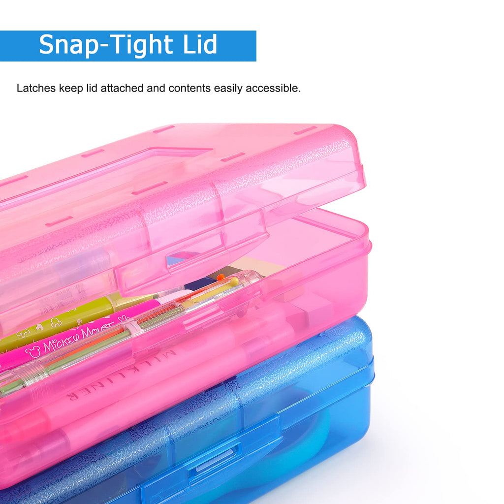 Tamaki 1 Pack Plastic Pencil Box Large Capacity Pencil Boxes Clear Boxes with Snap-tight Lid Stackable Design and Stylish Office Supplies Storage Organizer Box, Black