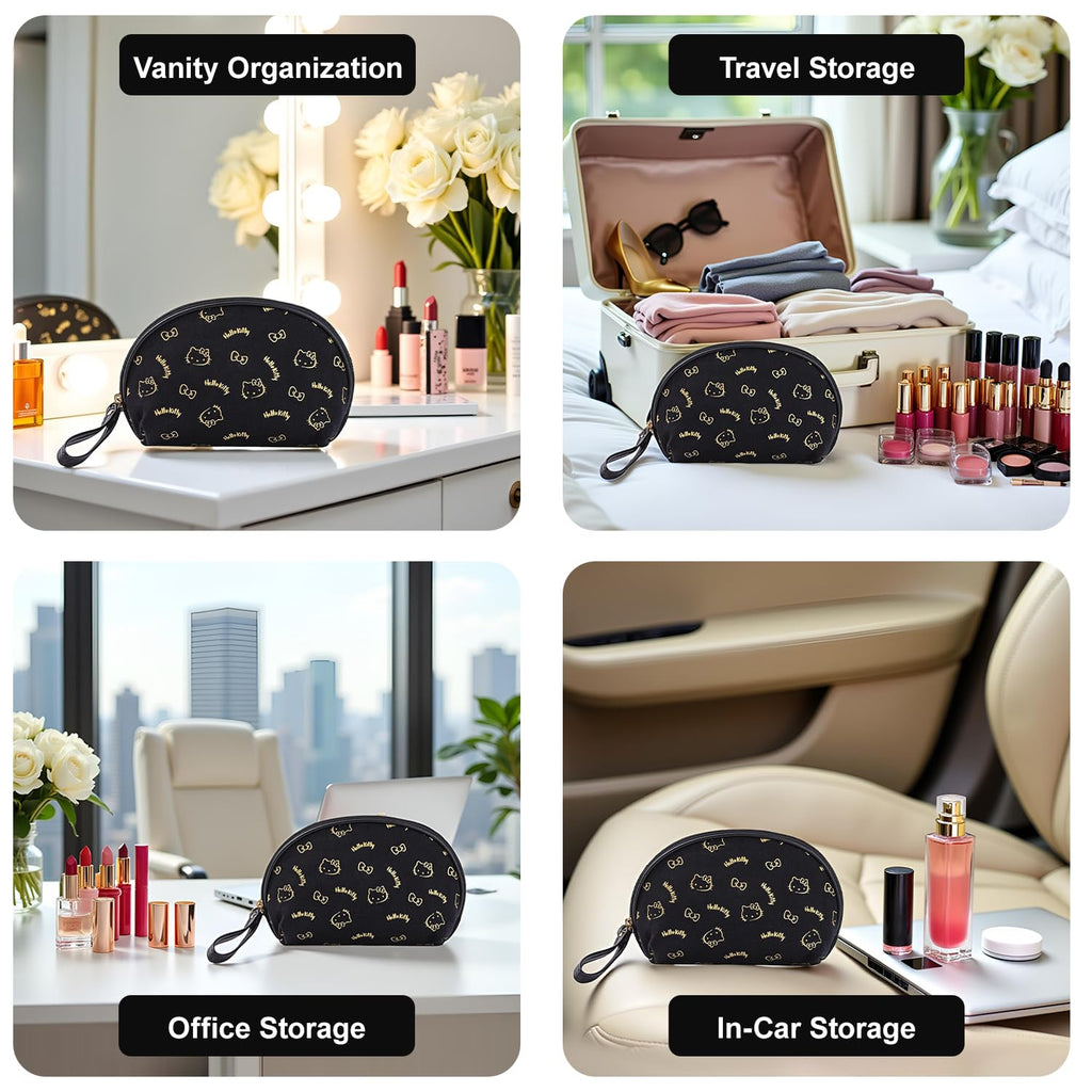 AmBealla Makeup Bag Large Waterproof Cosmetic Bags with Makeup Brush Holder,Cute Printed Makeup Organizer for Women Traveling,Portable Toiletry Bag for Girls