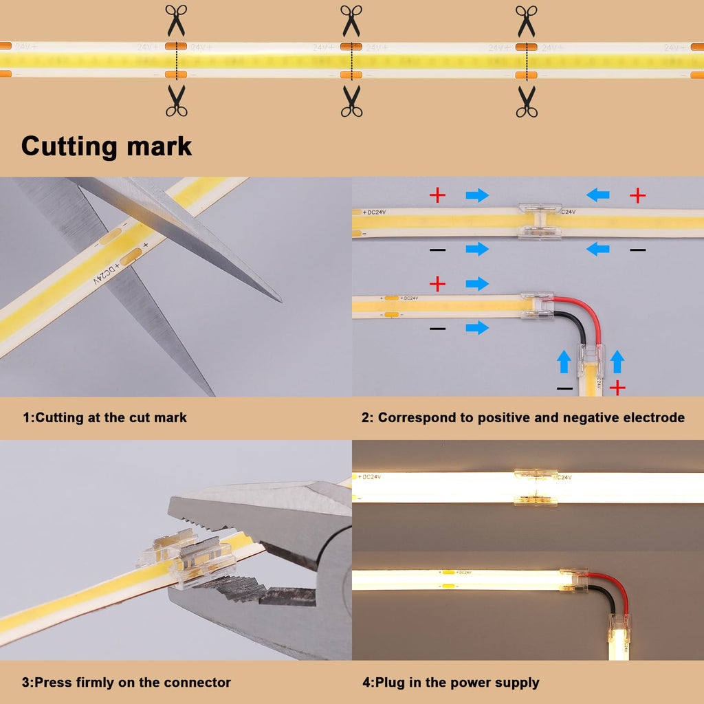 BENLUN 24V COB LED Strip Light 65.6ft (2 Rolls of 32.8ft) Kit, 3000K Warm White Cuttable 11W/M 312LEDs/M CRI 93 LED Tape Lights with Power Supply for Bedroom Kitchen Living Room Ceiling