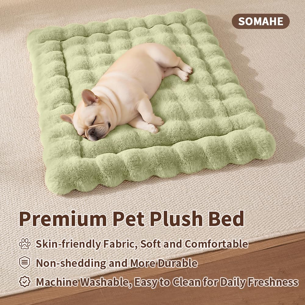 SOMAHE Cat Bed Mat, Soft Plush Faux Fur Kneading Pet Bed, Machine Washable Cat Sleeping Pad for Indoor Cats & Kittens, Non-Slip Fluffy Cat Rug for Couch Sofa Floor, 23x15 Inch Grey