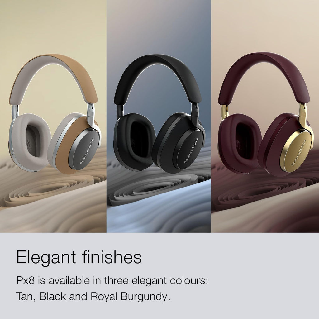 Bowers & Wilkins Px8 Over-Ear Headphones Wireless Bluetooth Noise Cancelling, Luxurious Materials, 30-Hour Battery Life, 15-Min Quick Charging, Black