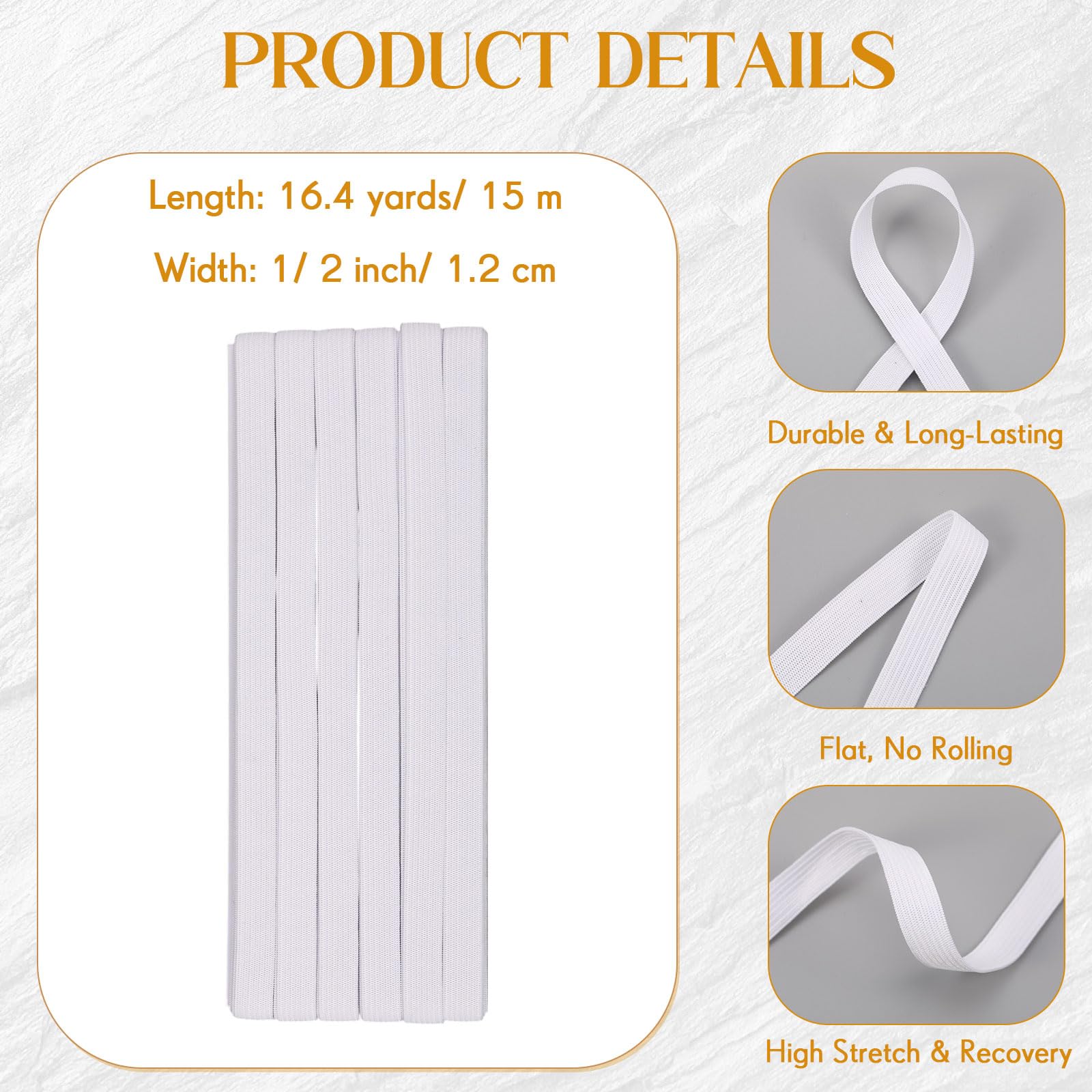 Shappy Elastic for Sewing Knit Elastic Band 1/2 Inch x 11 Yards (Beige)