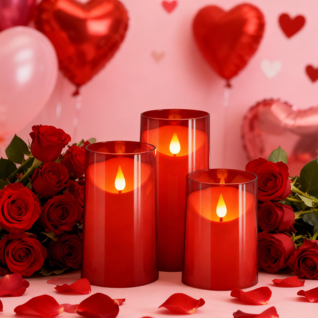 NURADA Flameless Candles with Remote Timer: 3D Wick Battery Operated Led Pillar Acrylic Fake Candle Set for Home Decoration Romantic Ambiance - Gold 2 Pack