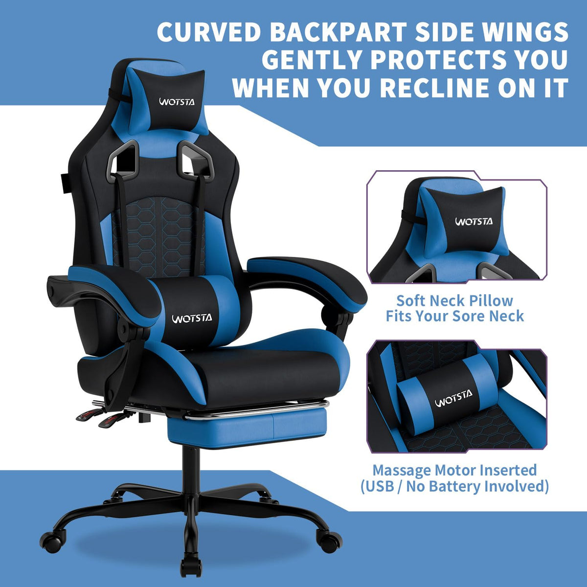 Gaming Chair with Footrest,High Back with Massage Reclining Computer Chair， Big and Tall Racing Gaming Chair Ergonomic Game Chair for Adults PVC Leather (Red)