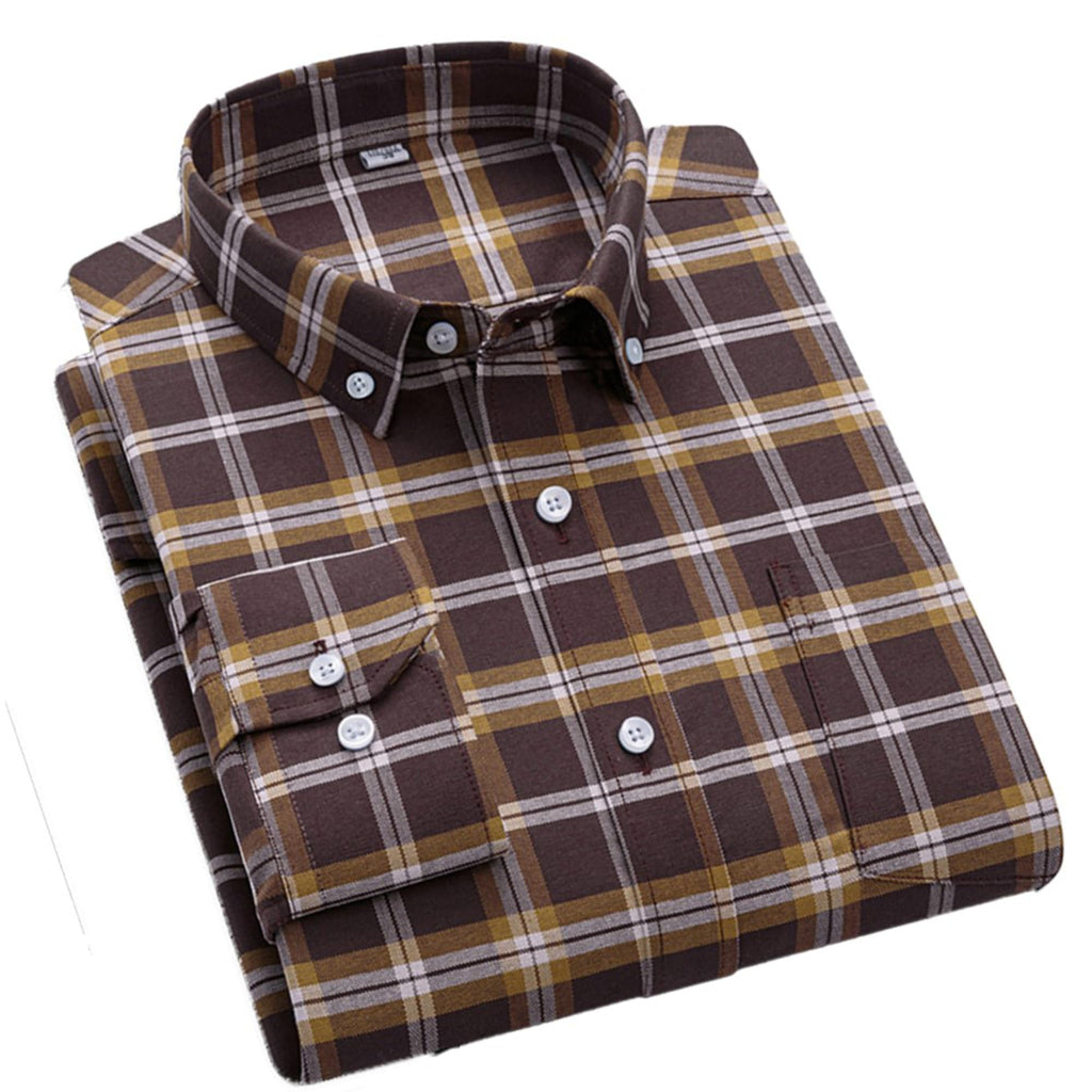 Cromoncent Mens Cotton Oxford Shirt Long Sleeve Button Down Dress Shirts with Pocket