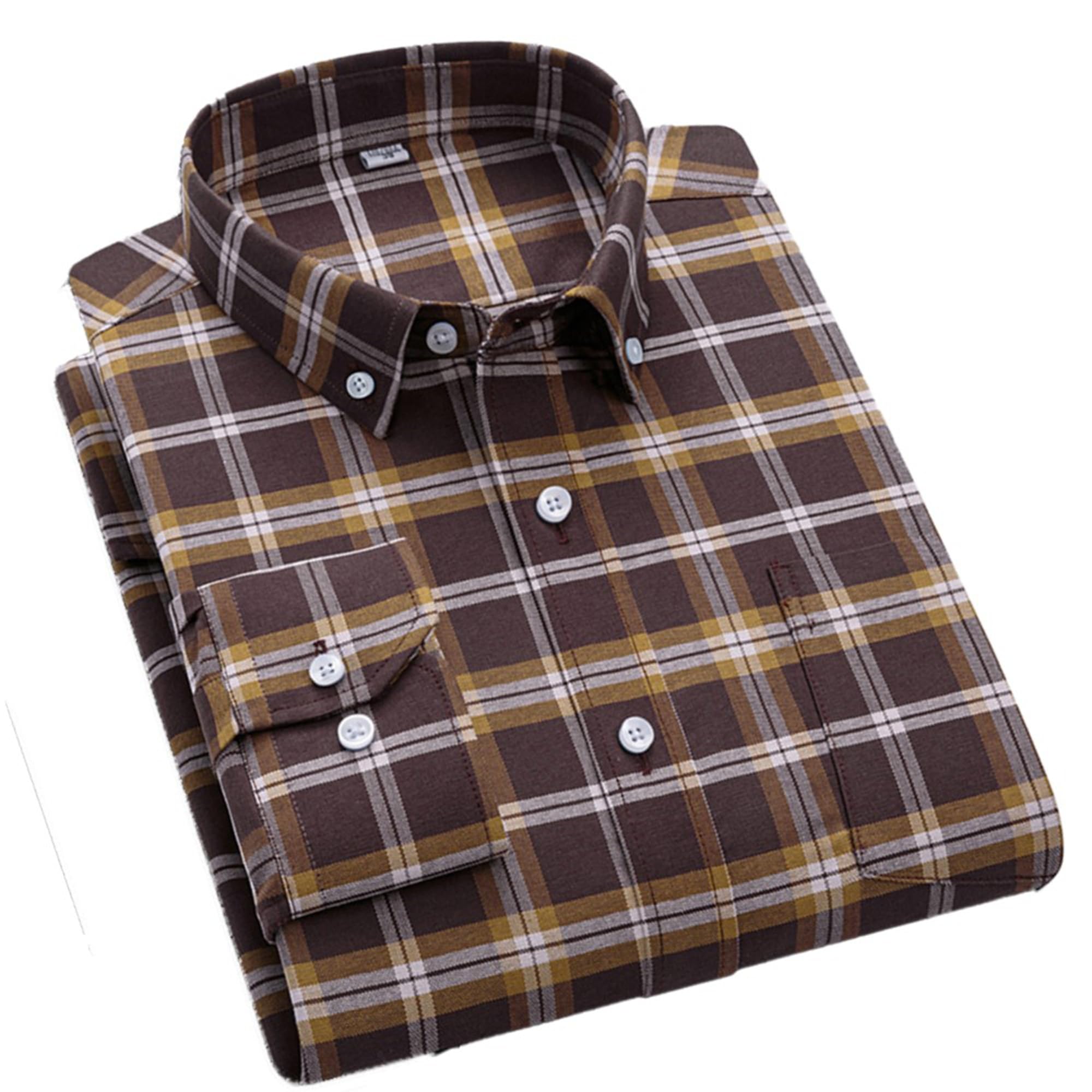 Cromoncent Mens Cotton Oxford Shirt Long Sleeve Button Down Dress Shirts with Pocket