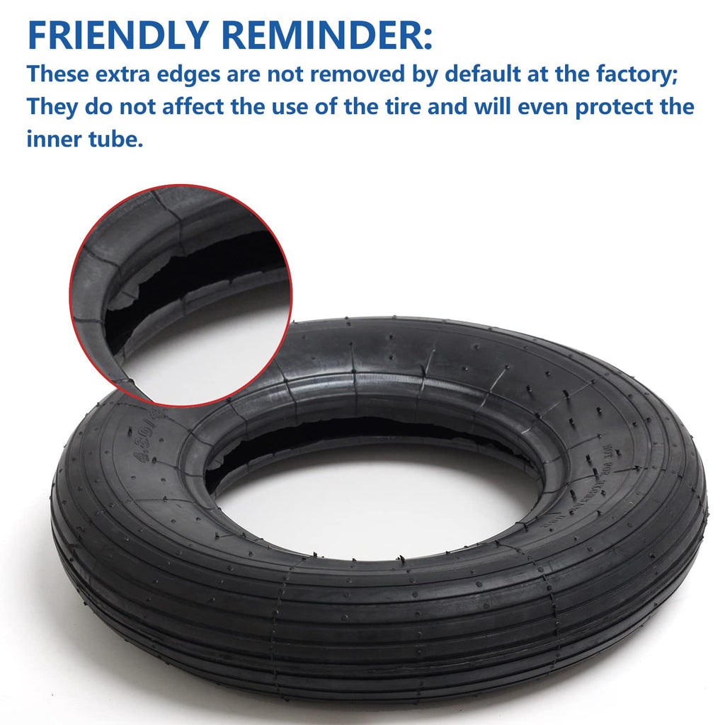 GICOOL 4.00-6 Replacement Tire and Inner Tube Set, 2 Pack, 13" Heavy Duty Tire and Wheel, TR-13 Straight Valve Stem, for wheelbarrow Trolley Dolly Garden Wagon Wheel Replacement