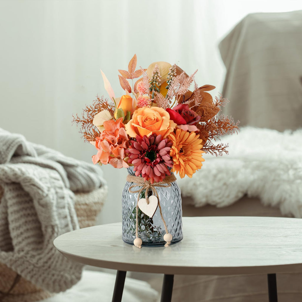 Leftover Fake Flowers in Vase,Faux Flowers in Vase,Table Centerpieces for Dining Room,Flower Centerpieces for Tables,Artificial Flowers,Kitchen Decor,Coffee Table Decor