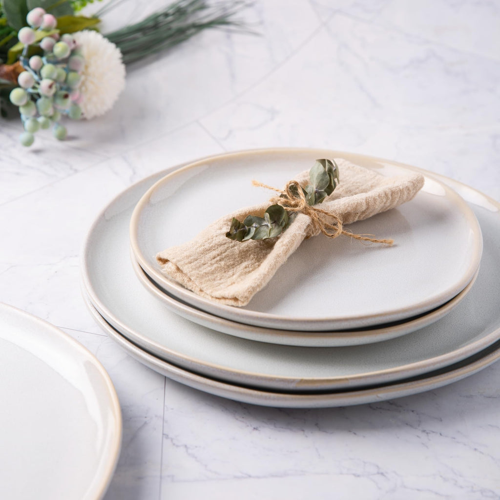 AmorArc 8.5" Ceramic Plates Set of 6 | Handmade Stoneware with Reactive Glaze for Dessert, Salad, Appetizer & Dinner | Microwave/Dishwasher Safe, Scratch Resistant