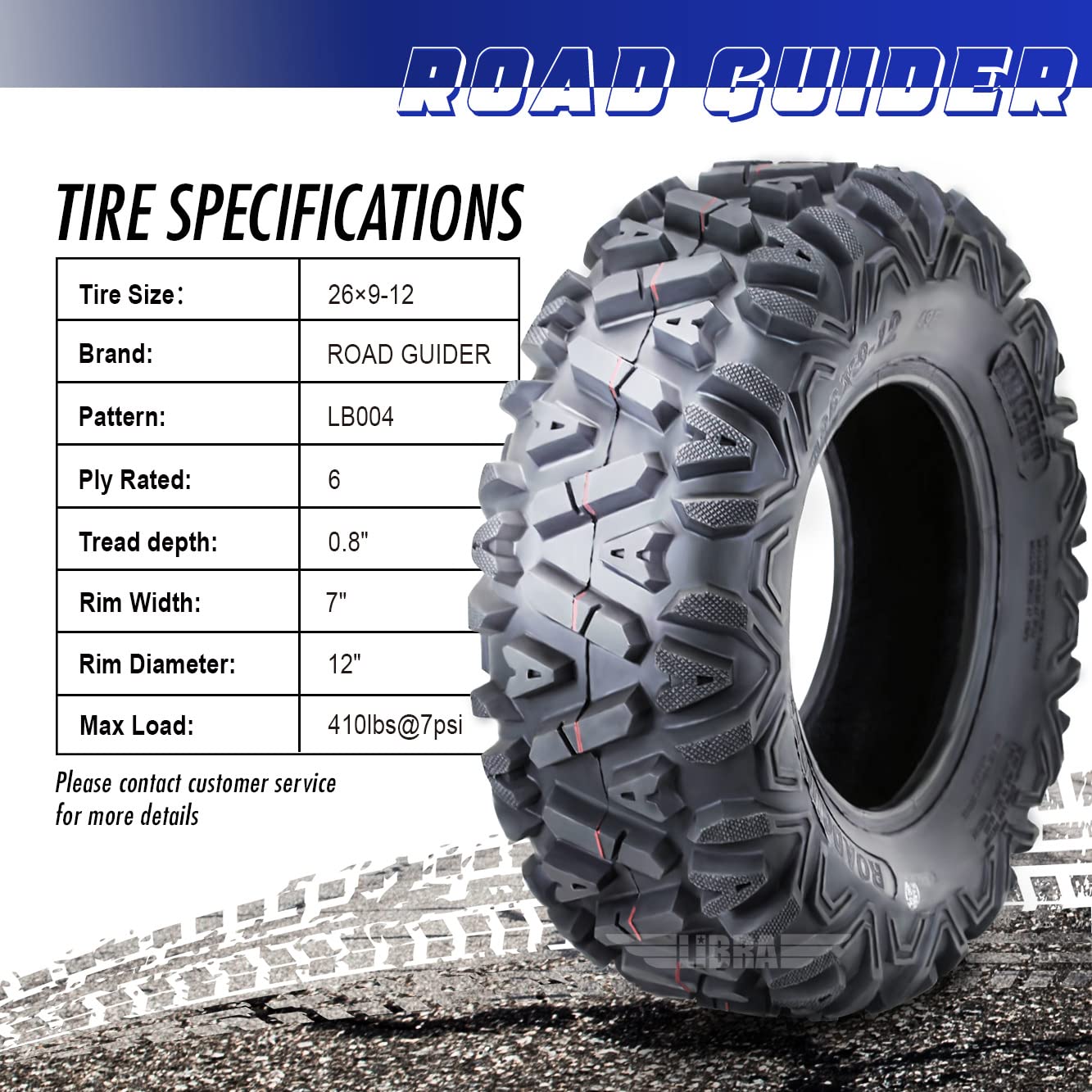Roadguider ATV/UTV Tires 26x9-12 26x9x12 6PR 10277, Set 4 …