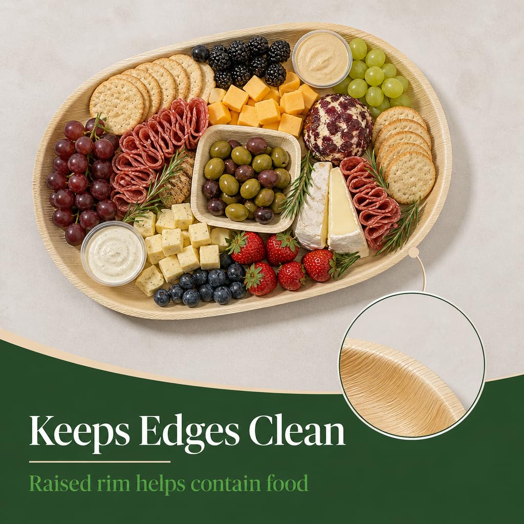 Charity Leaf Disposable Palm Leaf 17" x 12" Trays (10 pieces) Bamboo Like Serving Platters, Disposable Boards, Eco-Friendly Dinnerware For Weddings, Catering, Events