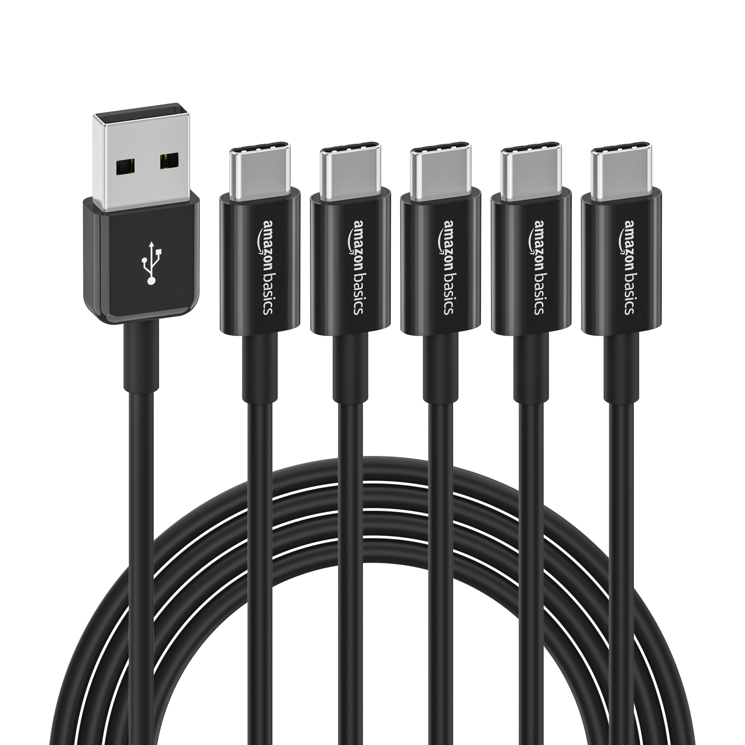 Amazon Basics USB-C to USB-A 2.0 Fast Charger Cable, 480Mbps Data Transfer Speed, USB-IF Certified, for Apple iPhone 16/15, iPad, Samsung Galaxy, Tablets, Car, 3ft, Black