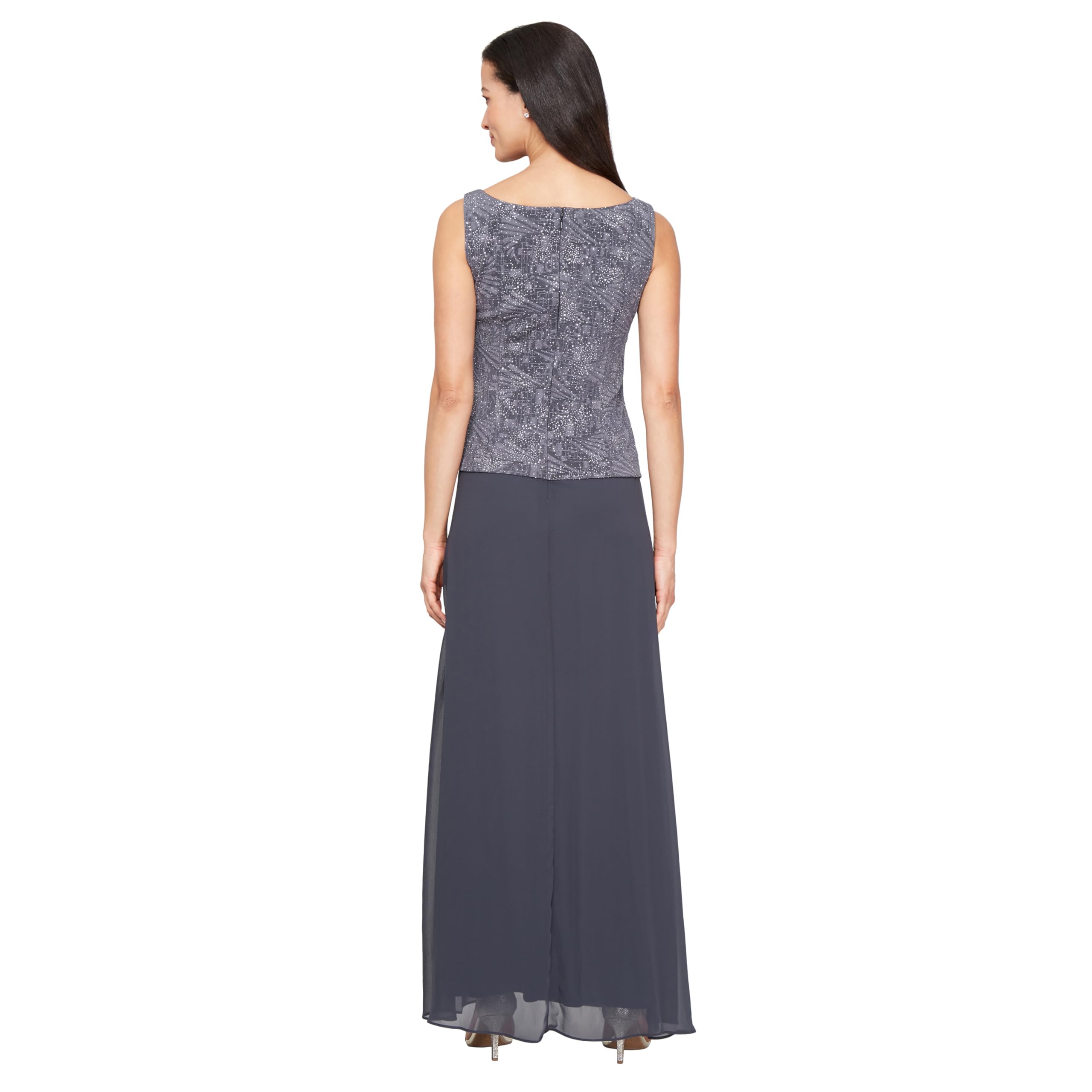 Alex Evenings Womens Long Dress with Mandarin Neckline Jacket