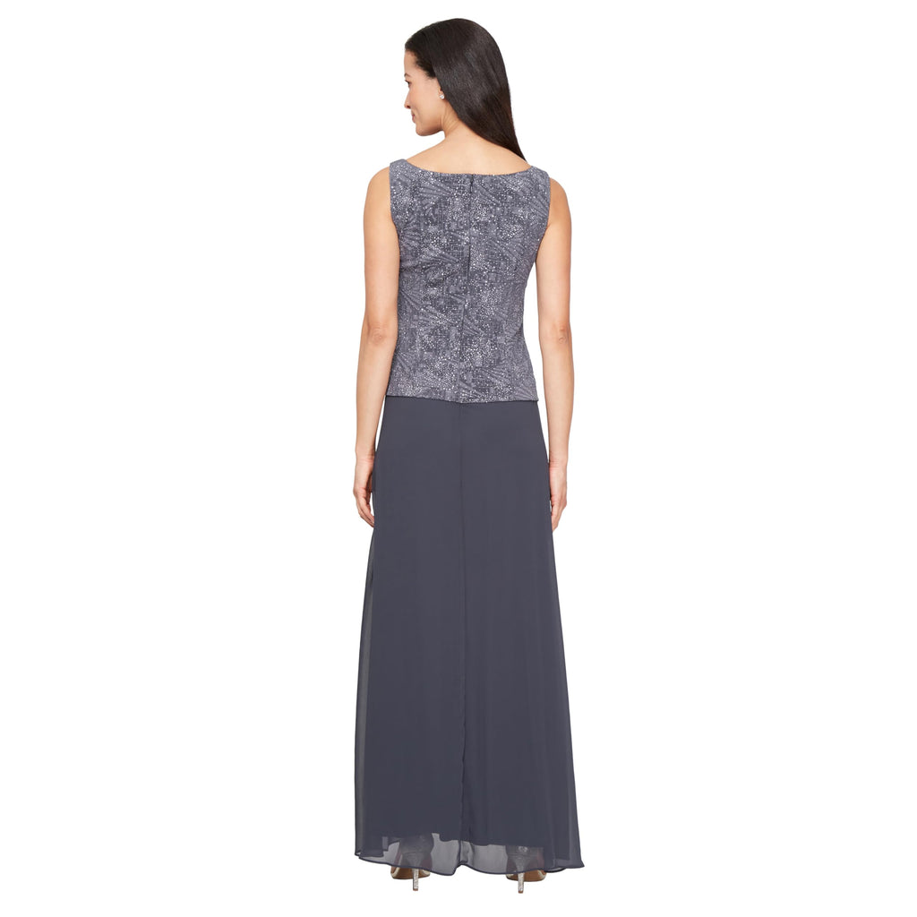 Alex Evenings Womens Long Dress with Mandarin Neckline Jacket