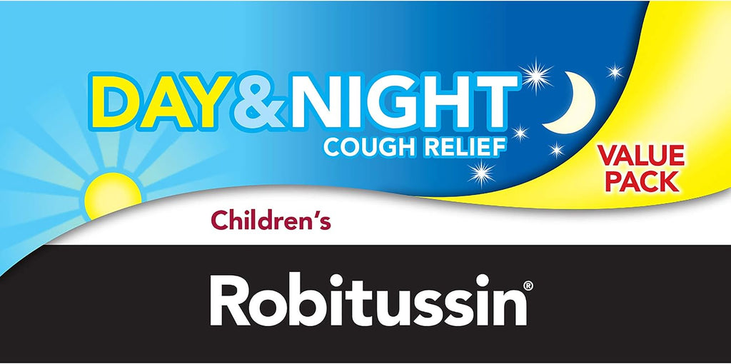 Children's Robitussin DM Day and Night Cough Relief Value Pack, Cough Medicine, Grape/Fruit Punch Flavor - 4 Fl Oz x 2