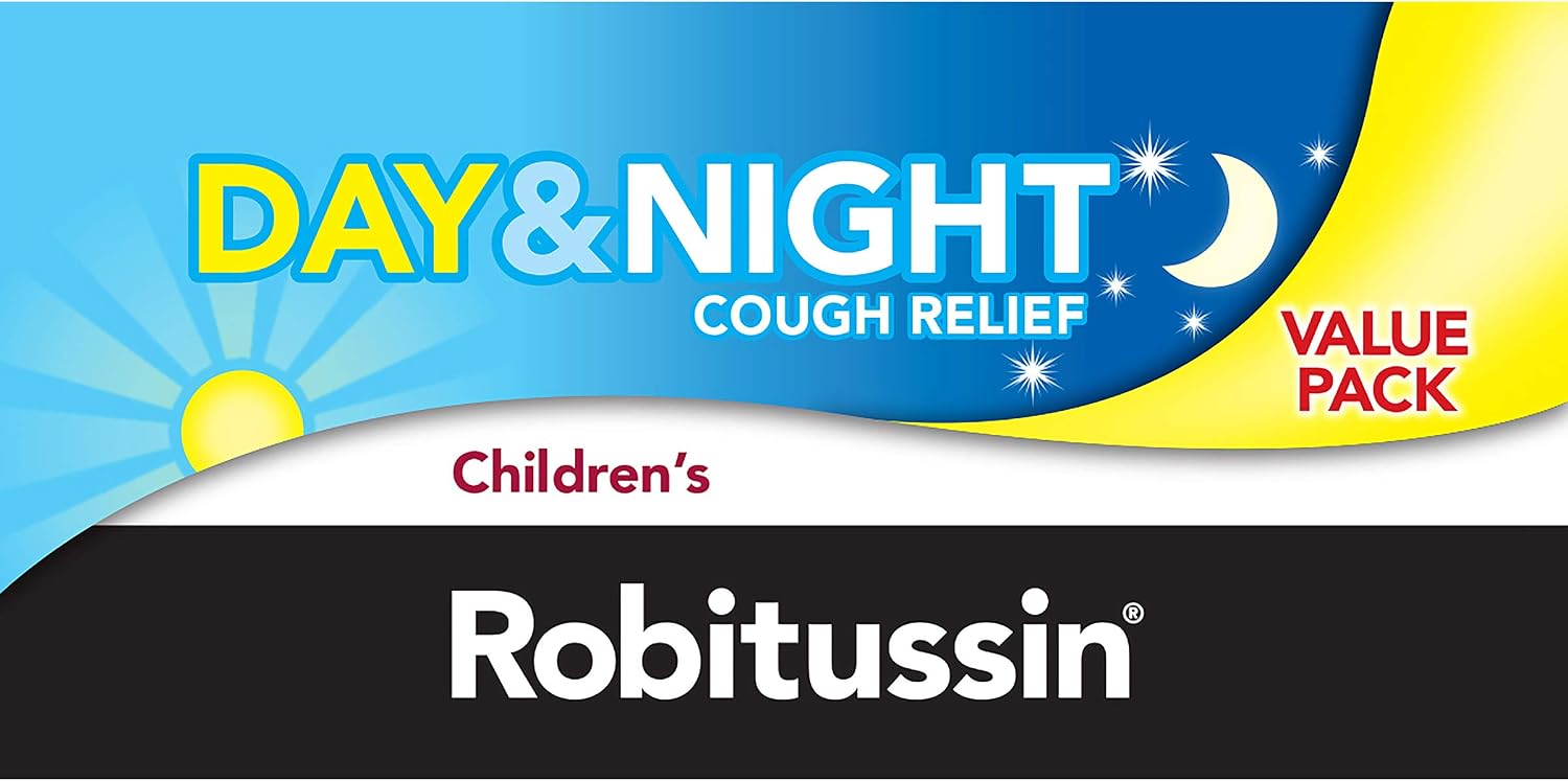 Children's Robitussin DM Day and Night Cough Relief Value Pack, Cough Medicine, Grape/Fruit Punch Flavor - 4 Fl Oz x 2