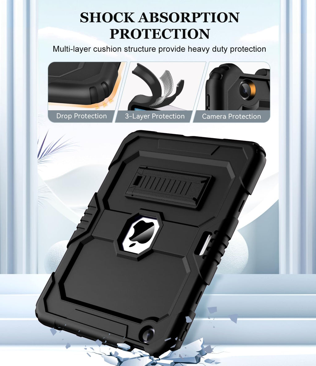 OKP Case for iPad 9th/ 8th/ 7th Generation (2021/2020/2019), Heavy Duty 10.2 inch iPad Shockproof Rugged Protective Cover with Built-in Stand, Hard iPad 9 8 7 Gen Cases for Kids Girls Boys, Black
