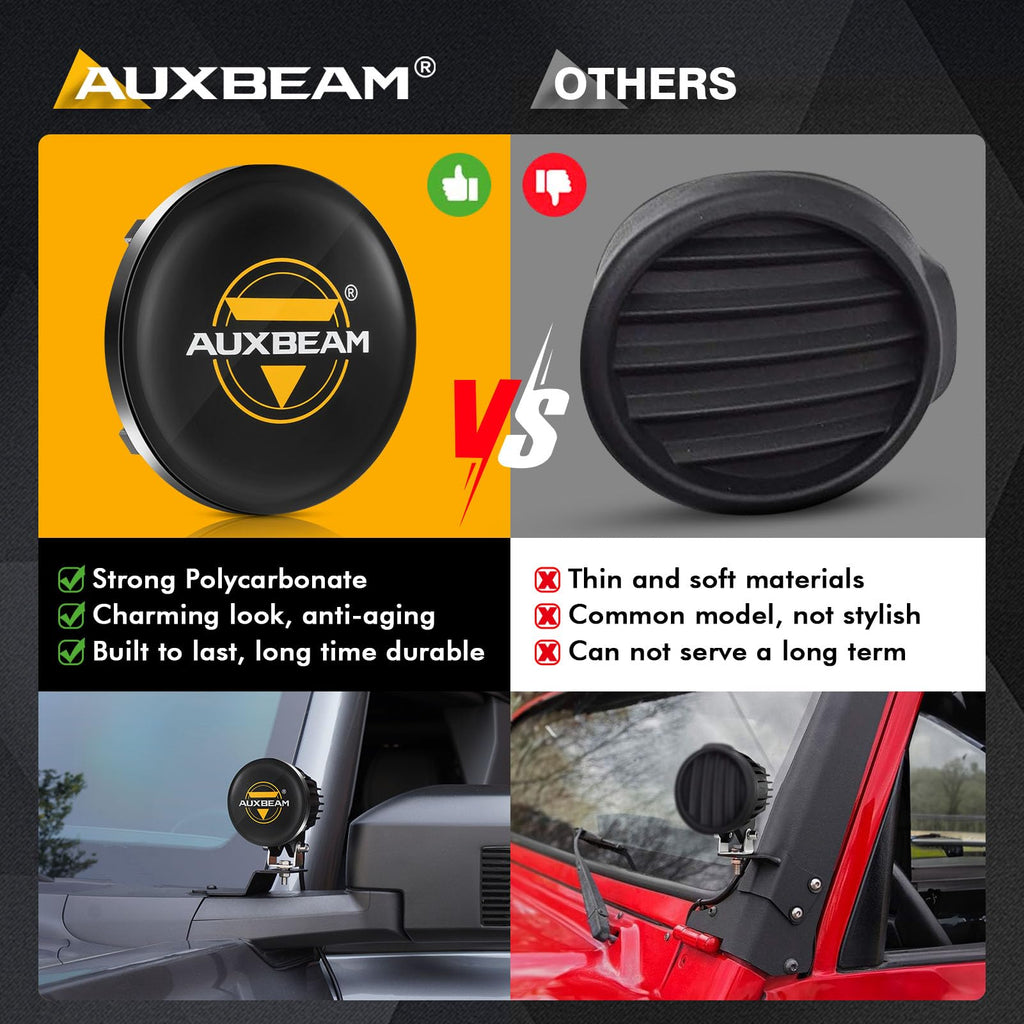 Auxbeam P4 Series Flood Beam LED Pods 4 Inch 90W Round Offroad Fog Lights Driving Flood Light Bar Bumper A-Pillar Hood Mount for Trucks ATV UTV Motorcycle Jeep