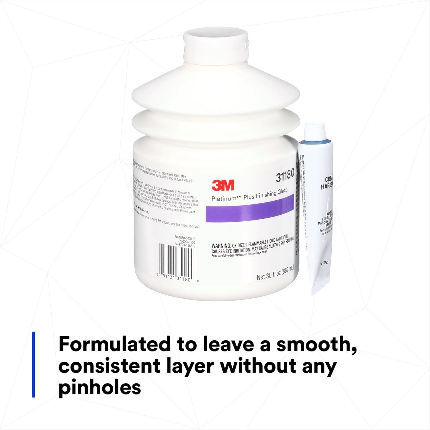 3M Platinum Plus Glaze, 31180, Two-Part Premium Selfleveling Finishing Glaze, 30 fl oz/887 mL