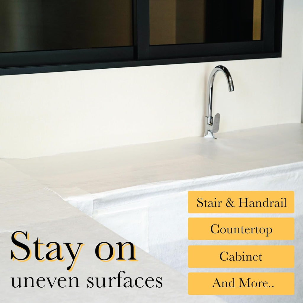 PAD 'N PROTECT Temporary Floor Protectors for Hardwood Floors Tile & Paint, 32" x 100', Anti Slip&Pull, Paint&Waterproof, Reusable Floor Covering, Easy Applied for Construction & Renovation