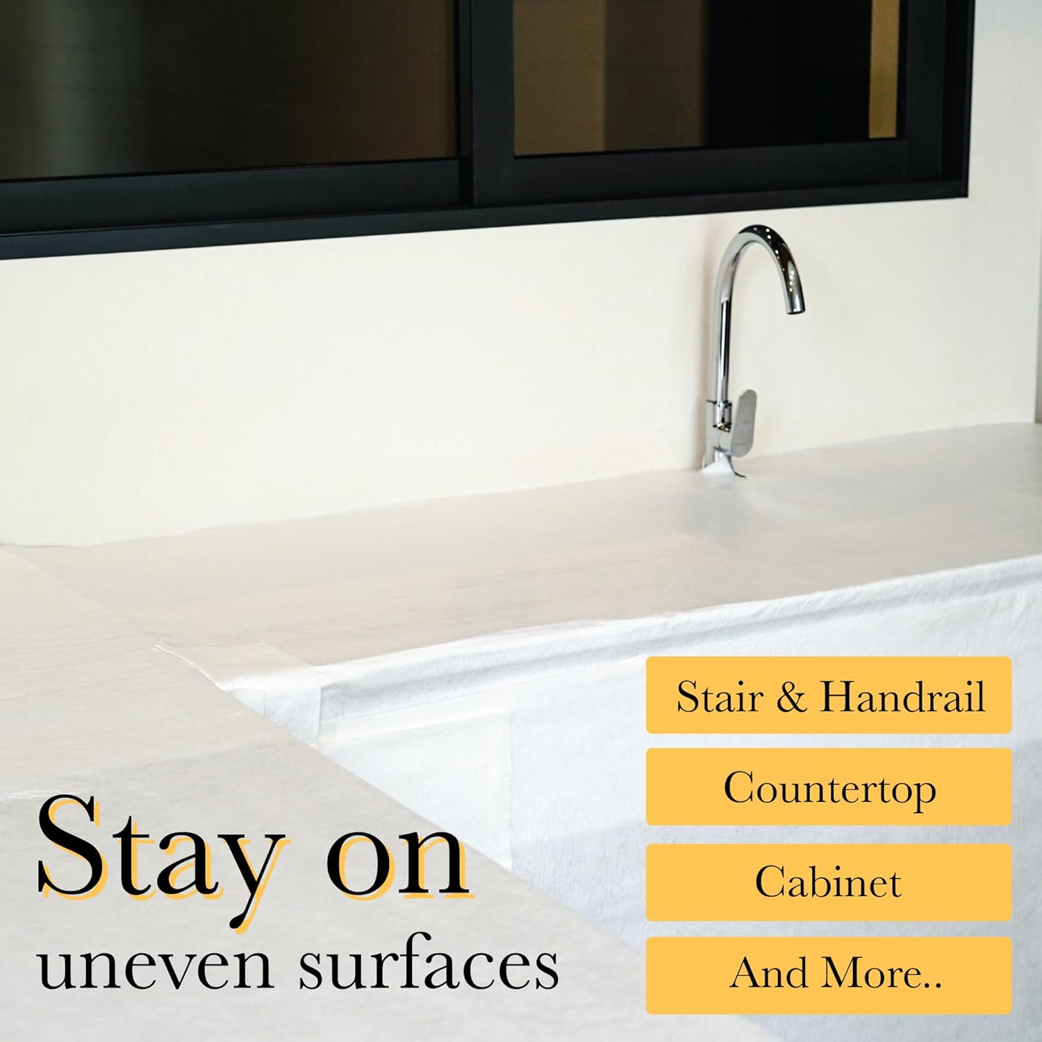 PAD 'N PROTECT Temporary Floor Protectors for Hardwood Floors Tile & Paint, 32" x 100', Anti Slip&Pull, Paint&Waterproof, Reusable Floor Covering, Easy Applied for Construction & Renovation