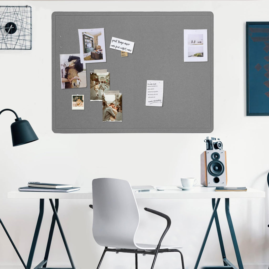 Lightomorrow Bulletin Board, 24 x 18 inches Decorative Felt Pin Board, Vision Board Cork Board Alternative for Wall, Foldable Photo Board Self-Adhesive Vision Board Mood Board with 20 Pushpins - Black