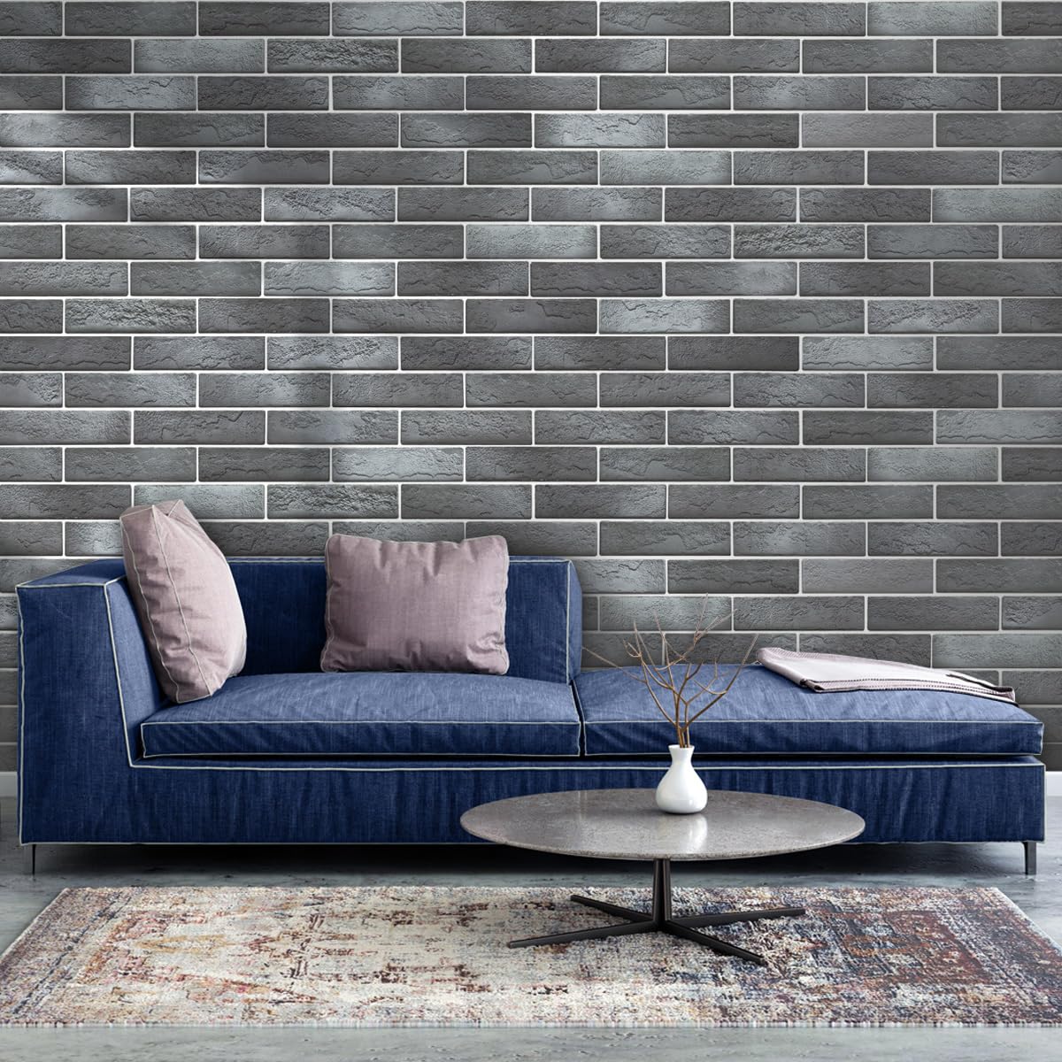Old Town White Faux Brick Wall Tiles, 2 Pieces 3D Thin Brick Veneers