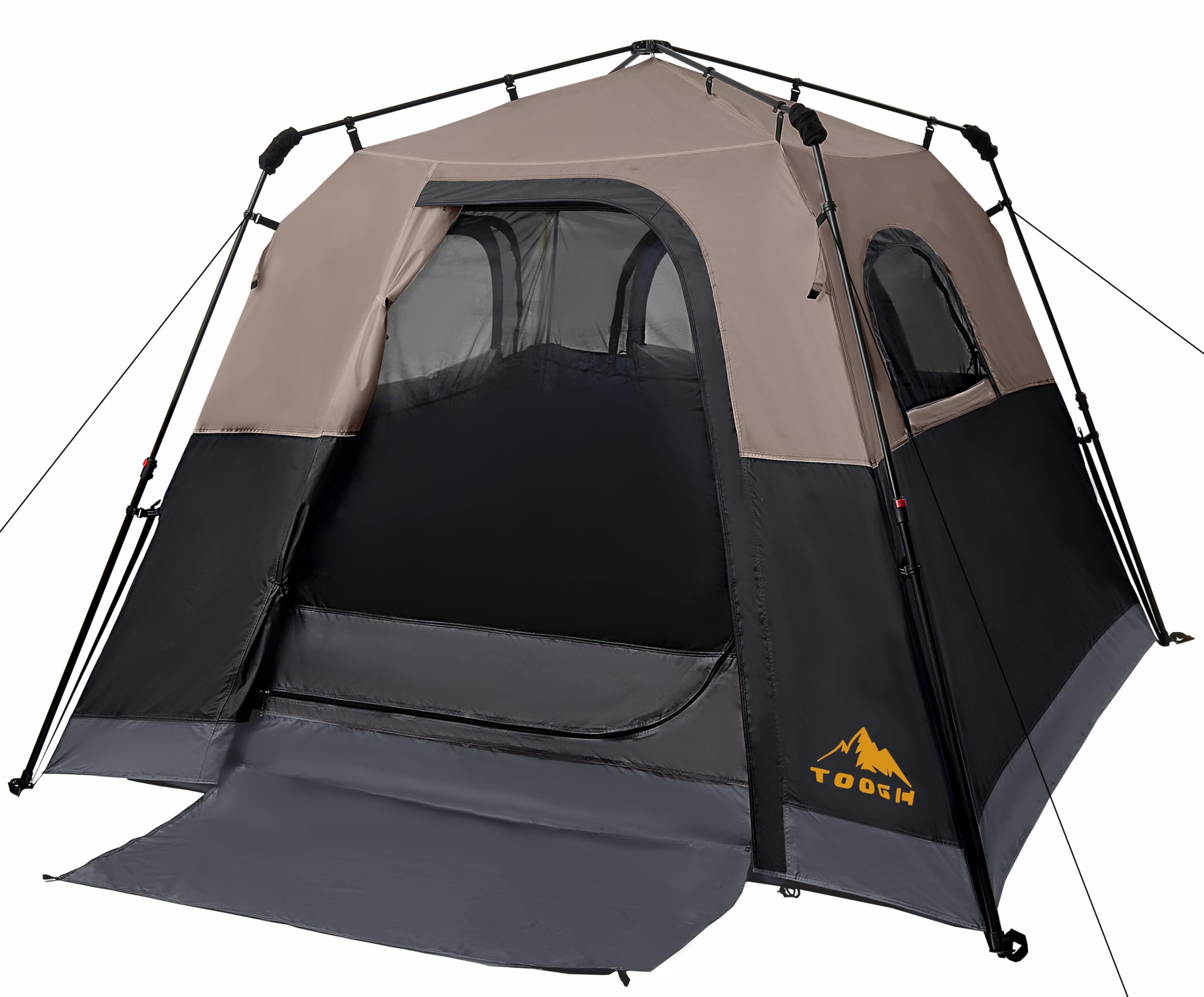 3/4 Person Camping Tent with 1 Door, 4 Windows, and Upgraded Ventilation– Instant Setup, Waterproof, 8'x 8'x 67''Oxford Fabric Floor Pop Up in 60 Seconds Includes Rainfly and Backpack