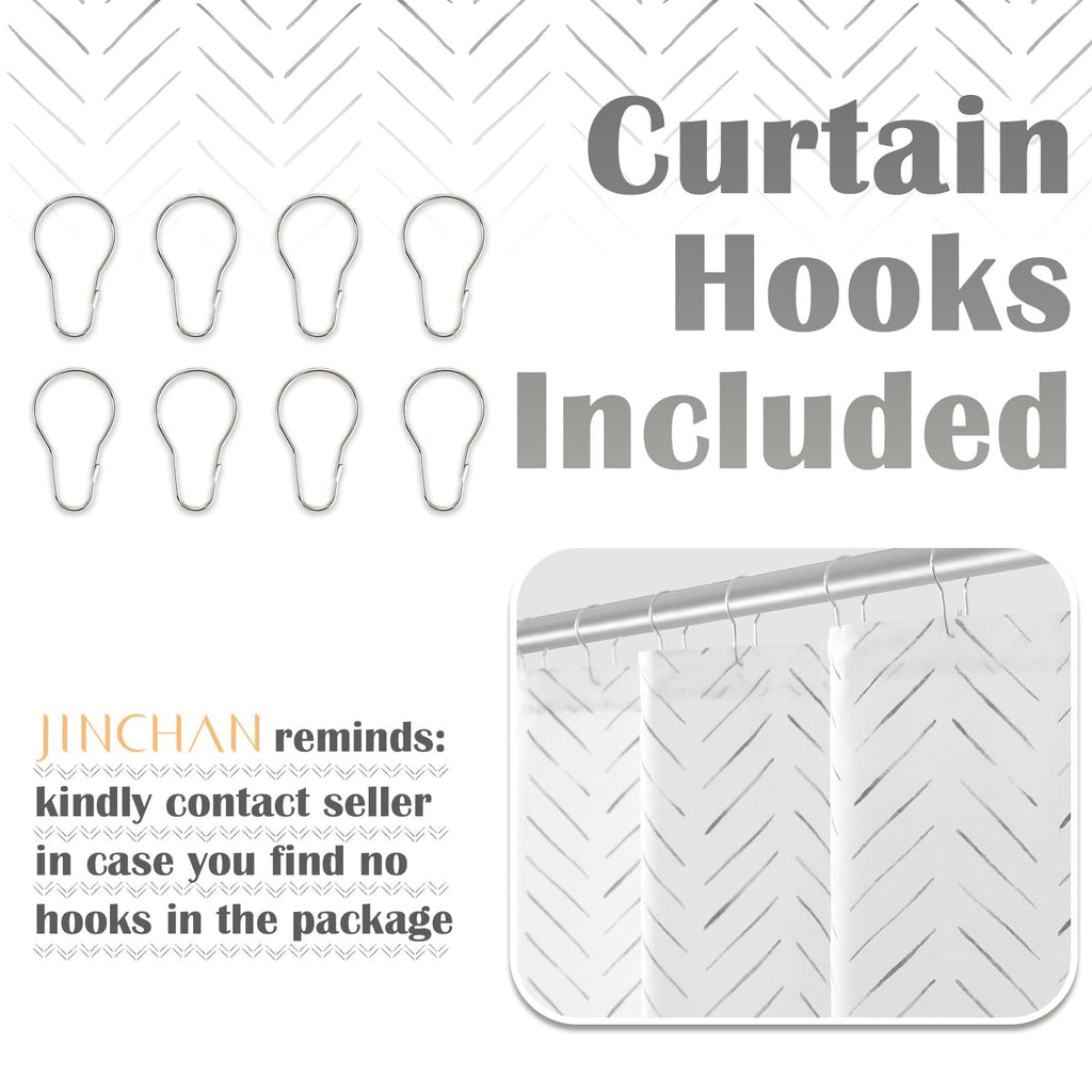 jinchan Small Stall Black and White Shower Curtain 36x72 Inches Inky Herringbone Chevron Zig Zag Waterproof Fabric Modern Farmhouse Shower Curtains for Bathroom with 7 Hooks