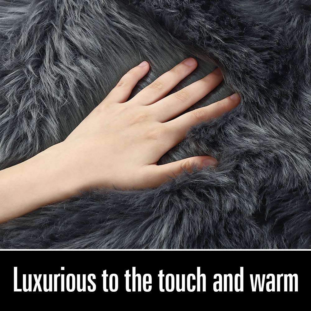 LOCHAS Soft Fluffy Faux Fur Rugs for Bedroom Bedside Rug 2x3 Feet, Washable, Furry Sheepskin Area Rug for Living Room Girls Room, Luxury Shag Carpet Home Decor, Beige