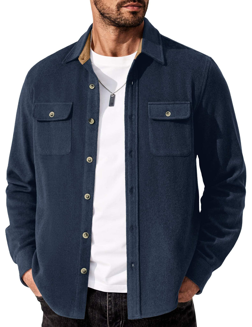 COOFANDY Men's Flannel Shirts Long Sleeve Cotton Plaid Shirt Jacket Casual Button Down Shirt with Pockets