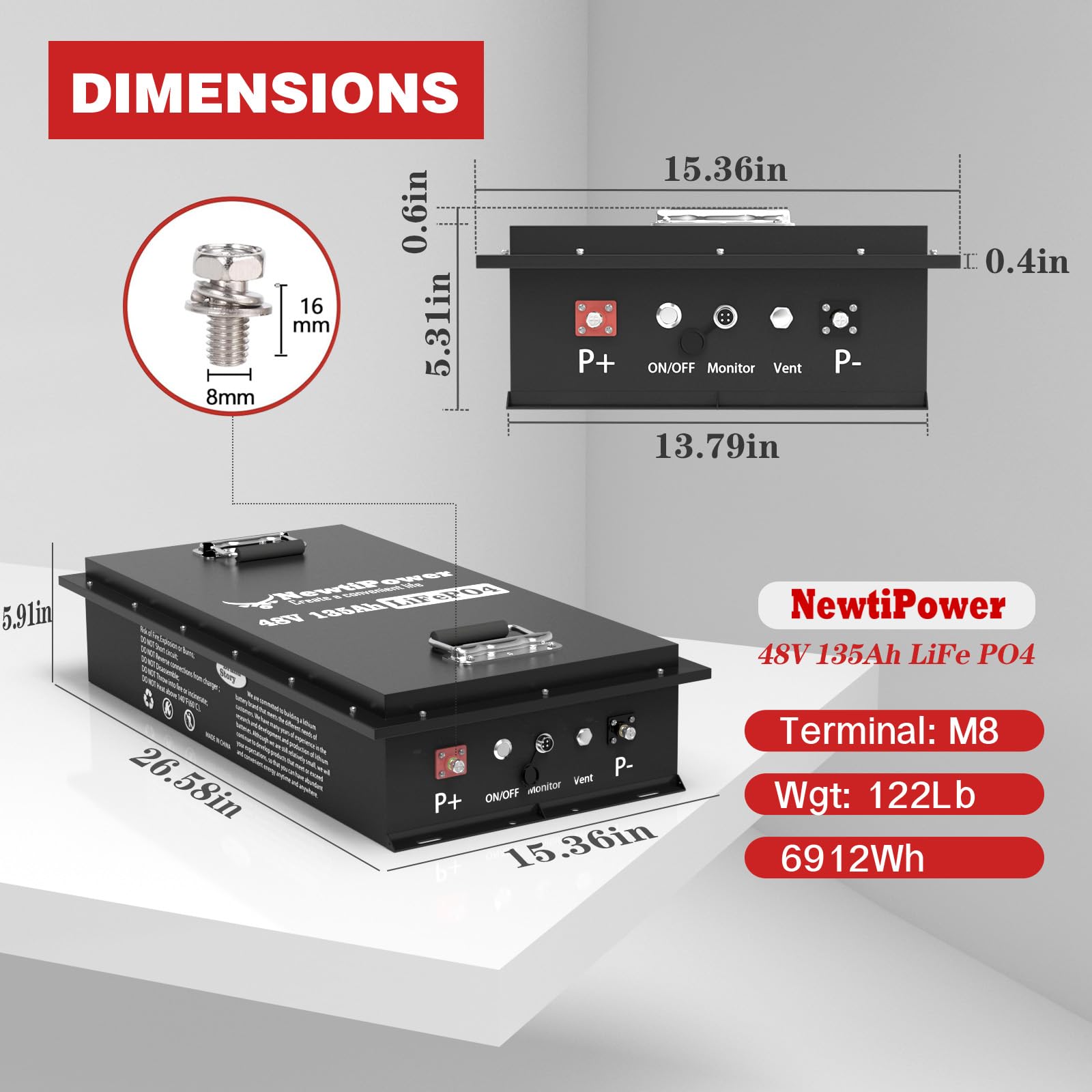 36V 100Ah Golf Cart LiFePO4 Battery with APP&Chager&Monitor,7.6KW Continuous Power Lithium Battery with 200A BMS, Up to 10000+ Rechargeable Cycles, Perfect for golf cart