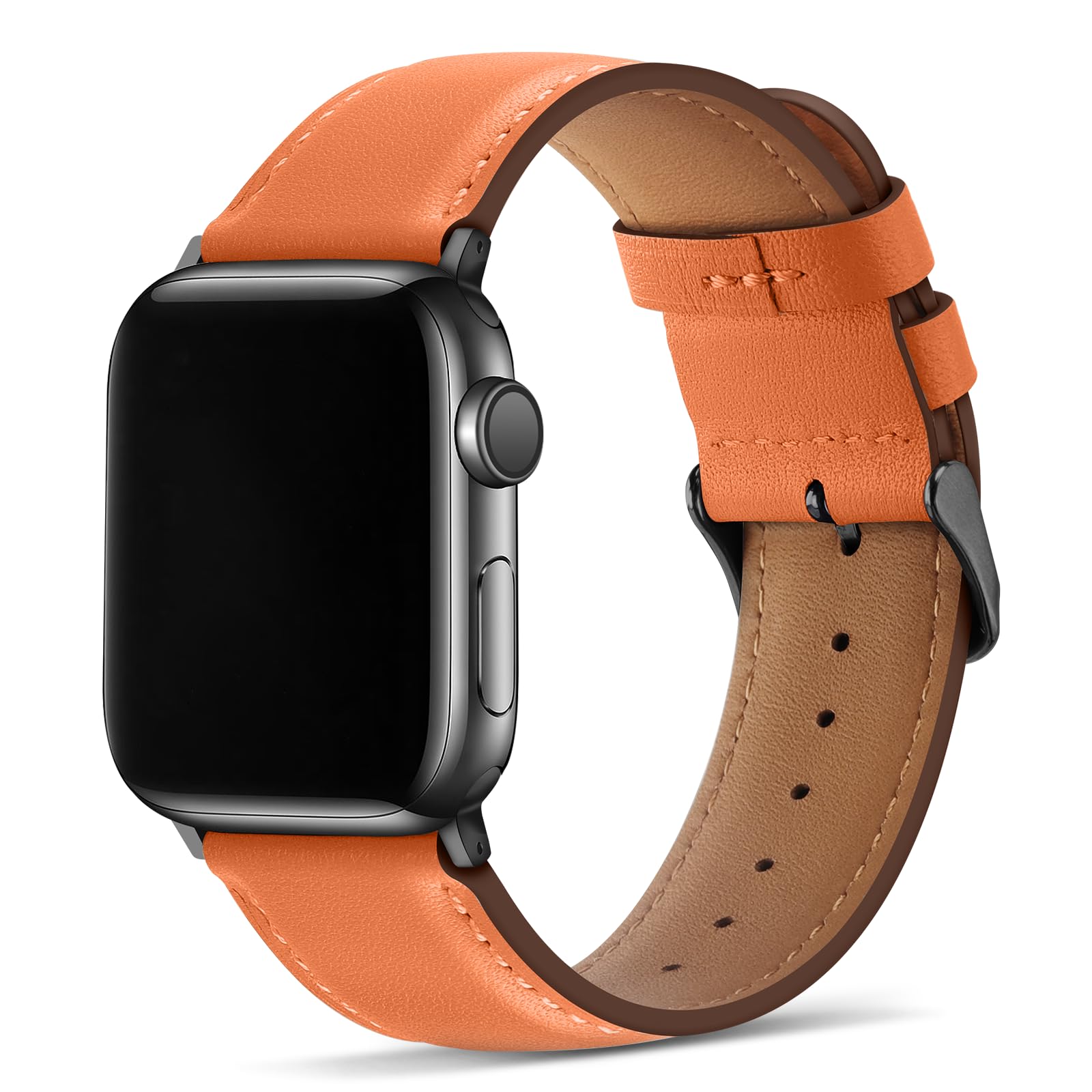 Tasikar Bands Compatible with Apple Watch Band 42mm (Series11/10) 41mm 40mm 38mm Men Genuine Leather Replacement Bands Compatible with Apple Watch SE Series 11 10 9 8 7 6 5 4 3, Black