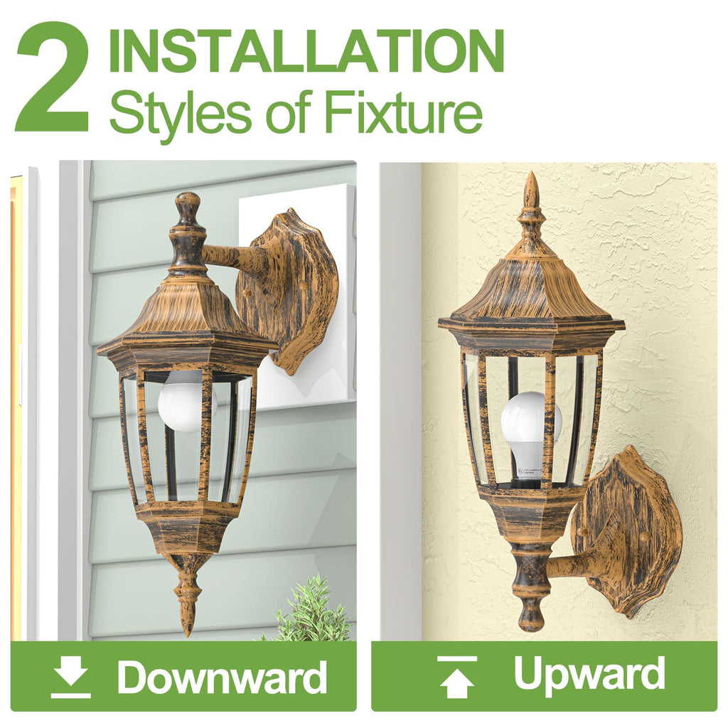 EMART Dusk to Dawn Plastic Outdoor Wall Light Fixtures with Bulbs, Waterproof and Anti-Corrosion Porch Sconces, Exterior Lanterns Wall Mount Lamp for Outside, Garage, Front Door, Patio, 1 Pack, Black