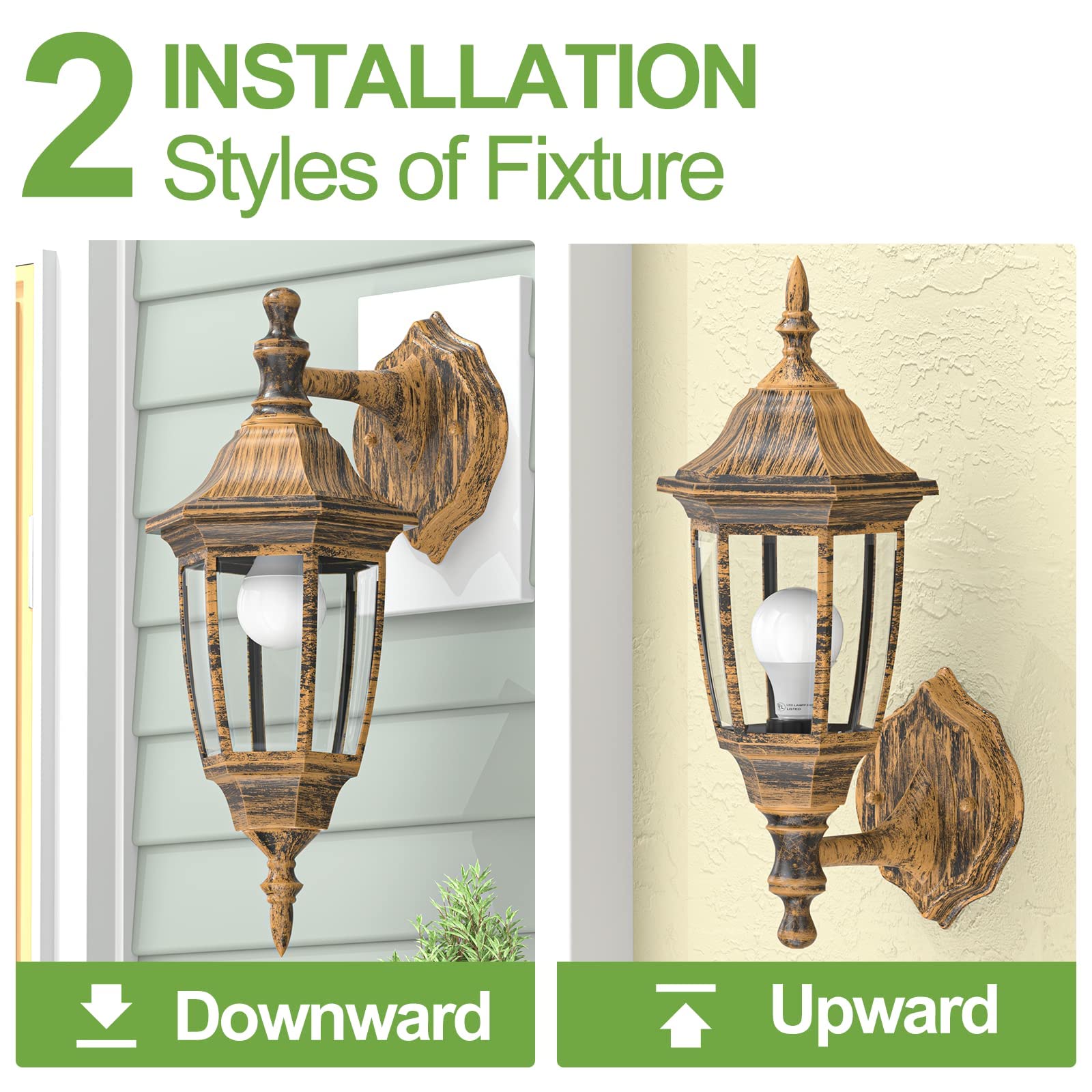 EMART Dusk to Dawn Plastic Outdoor Wall Light Fixtures with Bulbs, Waterproof and Anti-Corrosion Porch Sconces, Exterior Lanterns Wall Mount Lamp for Outside, Garage, Front Door, Patio, 1 Pack, Black