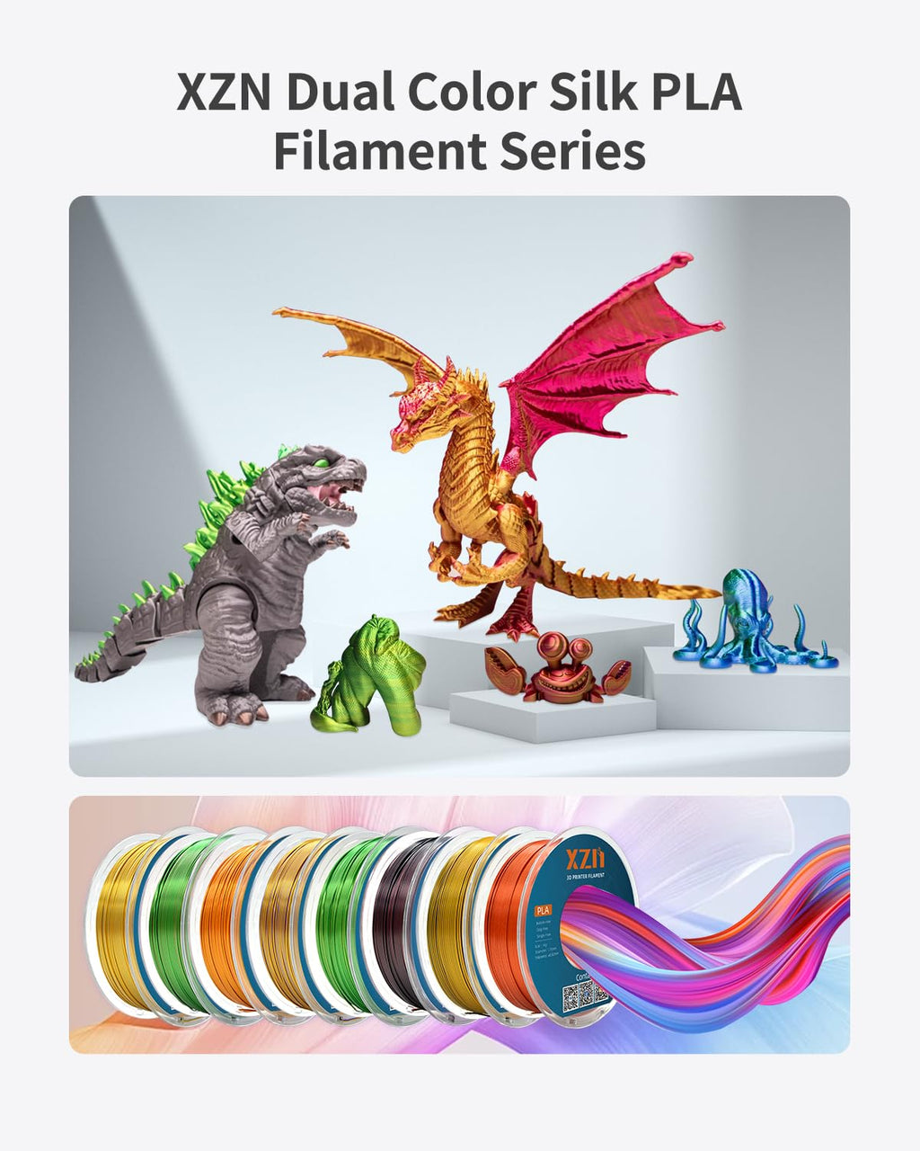 PLA Filament 1.75mm, 3D Printer Filament 1kg Spool (2.2lbs), Neatly Wound, +/- 0.02mm Precision, No Clog/Bubble, Excellent Layer Adhesion, Fits Most FDM Printers, Apple Green