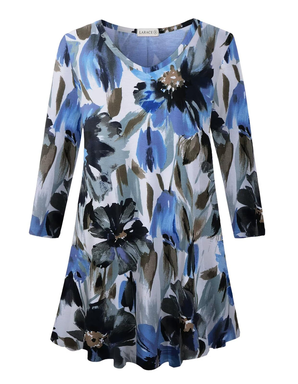 LARACE Plus Size Tops for Women 3/4 Sleeve Shirts V Neck Tunic Tops Blouses