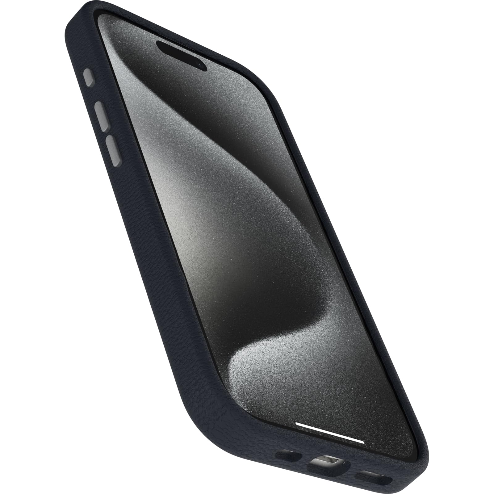 OtterBox iPhone 15 Symmetry Series Cactus Leather for MagSafe - Noir ASH (Black), Slim, Premium, Protective iPhone Case