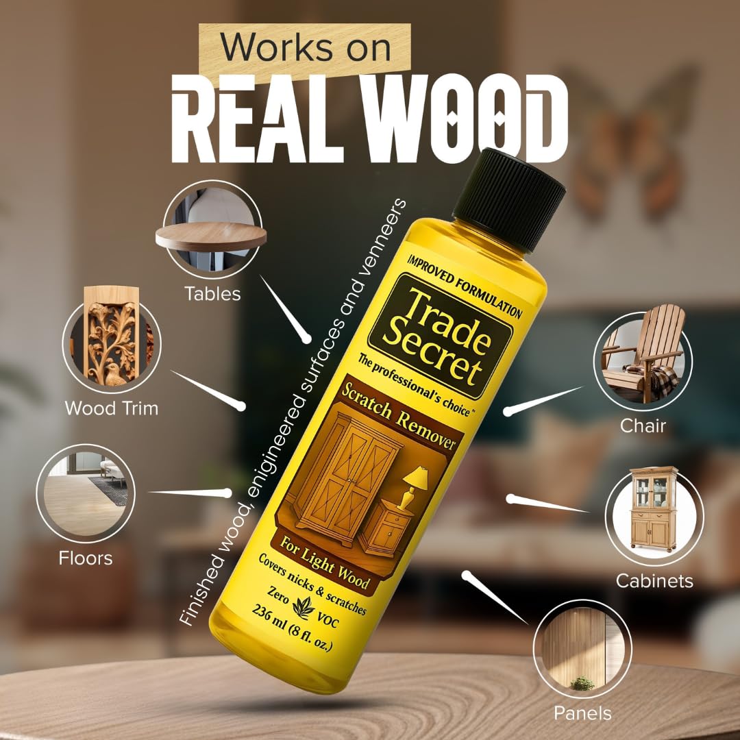 Trade Secret Scratch Concealer for Dark Wood Furniture & Floors – Dark Brown Shade Stain Covers Nicks, Scuffs, Dog & Cat Scratches, Minor Defects – Real Wood Only