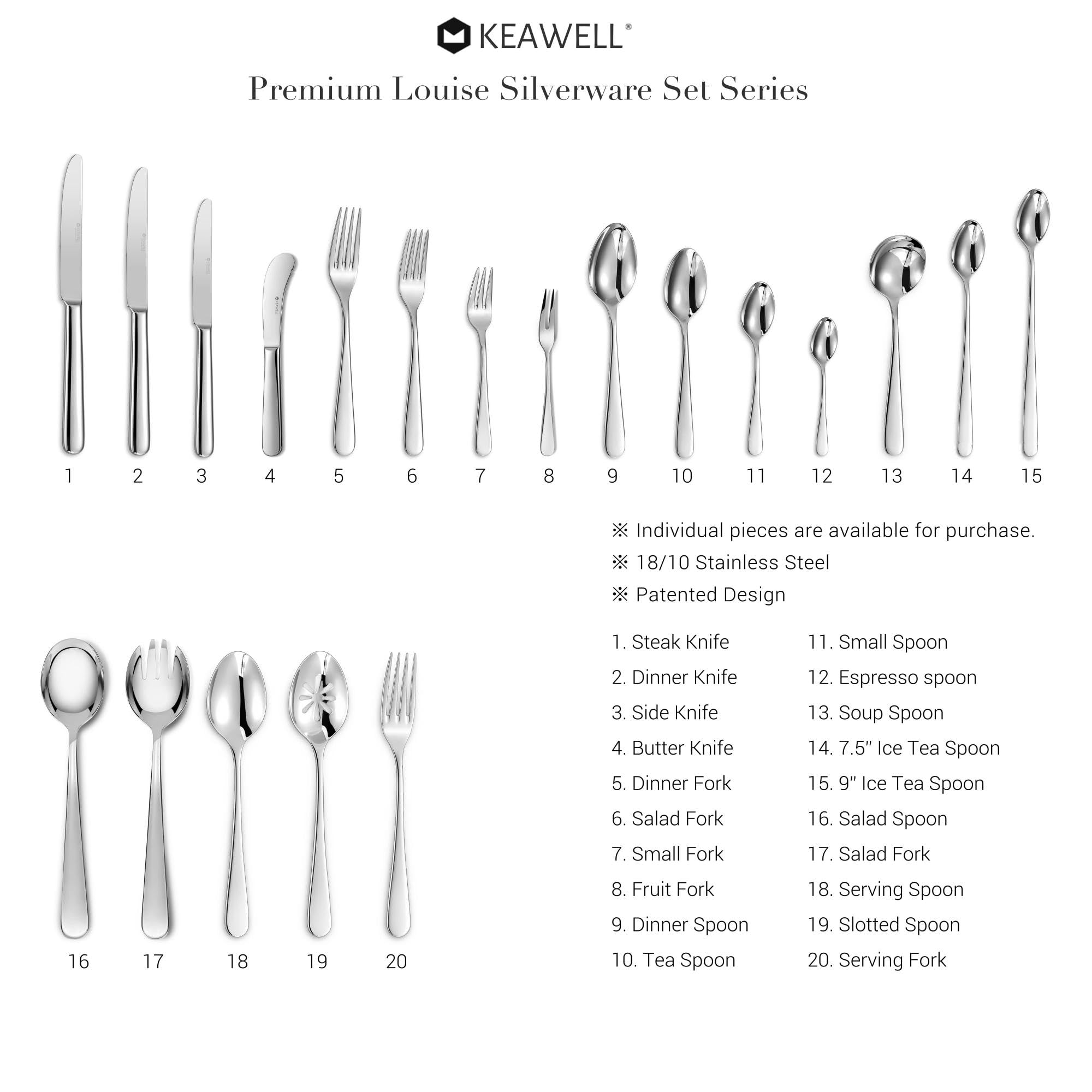 KEAWELL Premium Louise Spoons Set, Set of 4, 18/10 Stainless Steel, Exceptional mirror finish, Dishwasher Safe (5.6" Small Spoon)