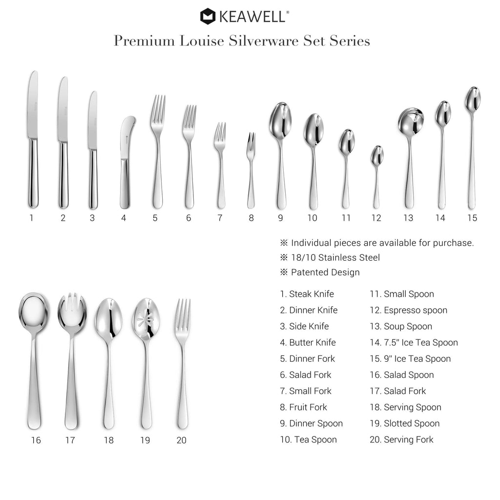 KEAWELL Premium Louise Spoons Set, Set of 4, 18/10 Stainless Steel, Exceptional mirror finish, Dishwasher Safe (5.6" Small Spoon)
