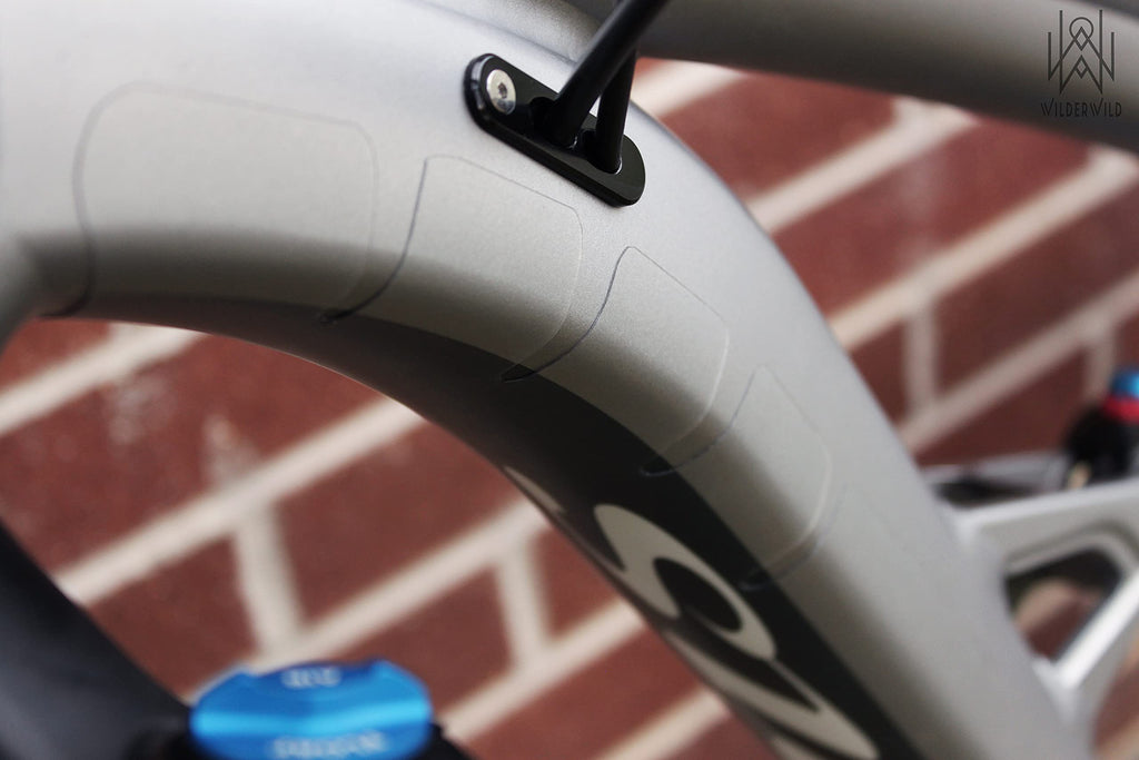 Bike Frame Protection Tape- High Impact Clear Vinyl Wrap Includes Tool (4”x72) Bicycle Frame Protector, Mountain Bike Frame Guard Chainstay Protector (Art Deco)