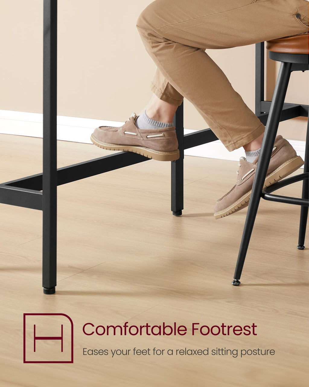 VASAGLE Bar Table, Kitchen Dining Table, High Top Pub Table, Bar Height Cocktail Table for Living Room Party, Sturdy Metal, 15.7 x 39.4 x 35.4 Inches for Narrow Spaces, Ebony Black and Ink Black