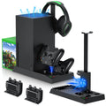 MENEEA Cooling Fan & Charging Stand for Xbox Series X Console & Controller,Vertical Cooler System Dual Charger Station Dock Accessories with 2 x 1400mAh Rechargeable Battery for Xbox Series X