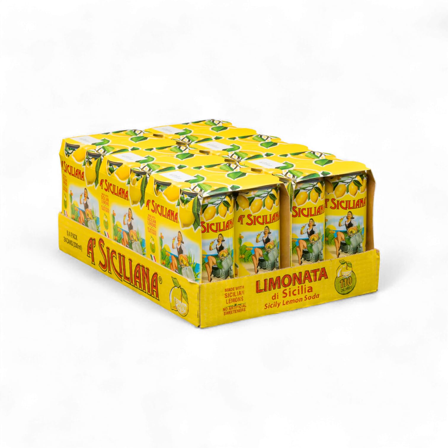A' Siciliana Sicilian Sparkling Drink Aranciata - Refreshing and Delicious Italian Soda made with Sicilian Blood Orange - Authentic Imported Italian Beverage - Blood Orange Soda 24 Pack of 11.15 fl oz Cans